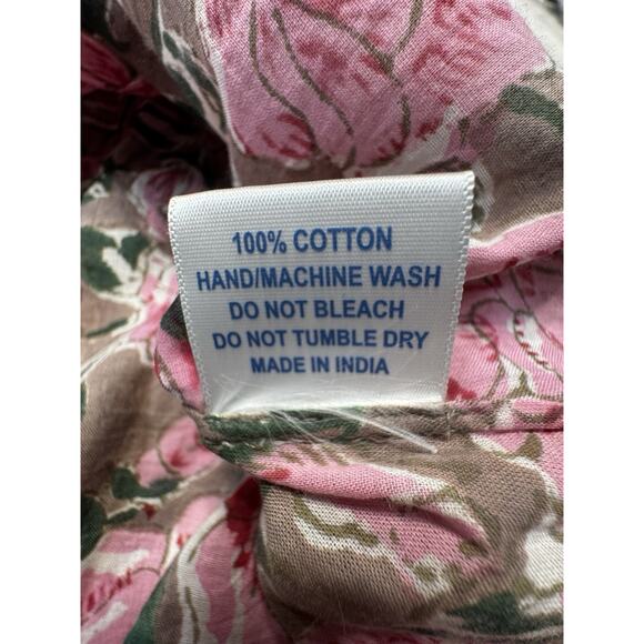 Paisley & Pomegranate Nila Rubia Hand-Block Floral Maxi Dress Taupe Pink LG - Picture 8 of 8